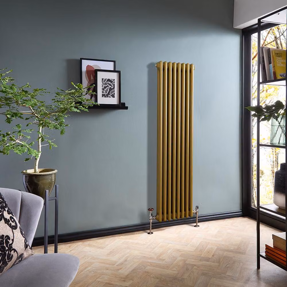 Radiatore Tradizionale Verticale a Doppia Colonna - Oro Metallizzato - 1500mm x 380mm - Regent
