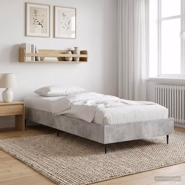 Struttura del letto moderna vidaXL in legno e metallo grigio L: 80 cm, P: 200 cm, H: 83 cm
