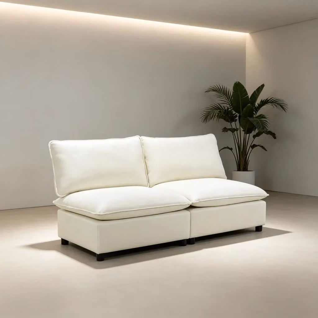 Divano a 2 posti WISHDOR in tessuto beige, design moderno con struttura mista e seduta in schiuma, L: 146 cm, H: 78 cm, P: 85 cm – 2