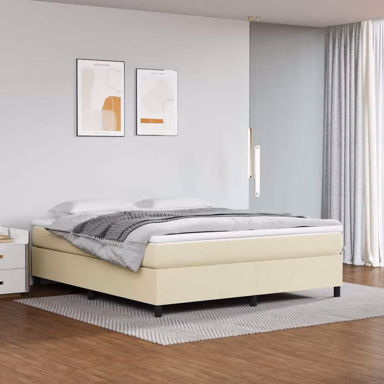 Struttura Letto con Rete a Molle vidaXL in Similpelle Beige L: 160 cm, P: 200 cm, H: 203 cm