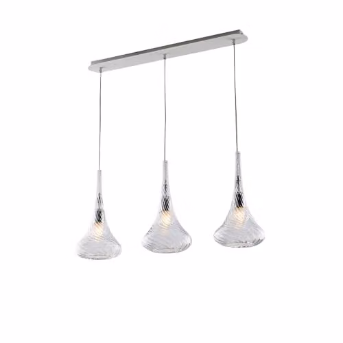 Lampadario Binario Contemporaneo Nemesi Metallo Trasparente 3 Luci E27