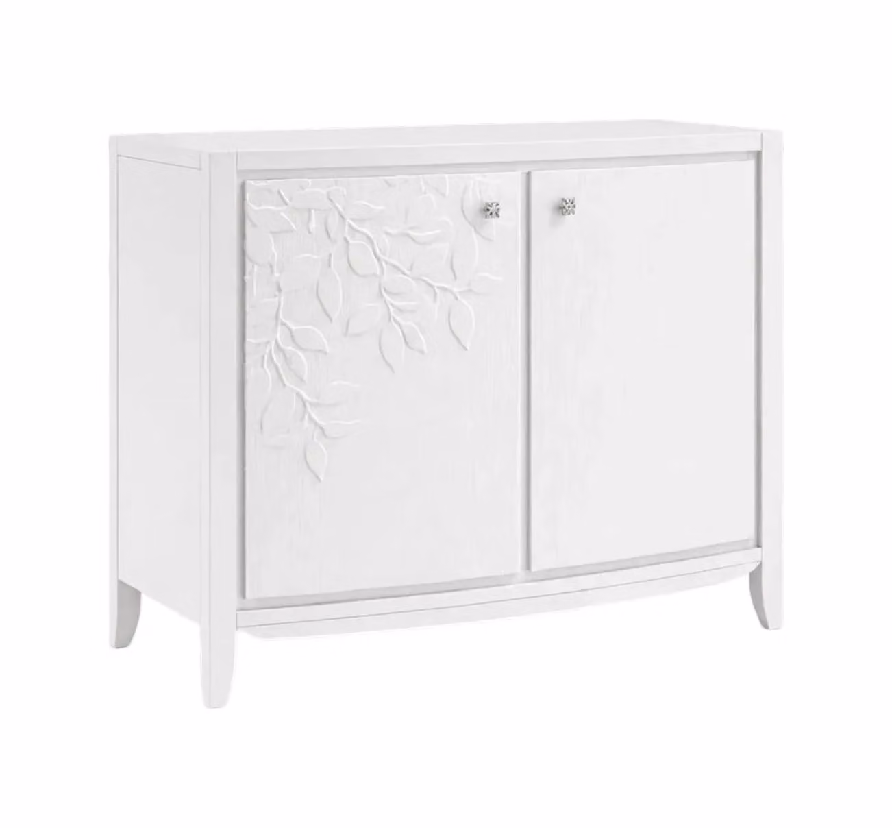 Madia credenza per soggiorno Mobili 2G in legno massello con decoro floreale intagliato, colore naturale, L: 125 cm, P: 50 cm, H: 100 cm – 1