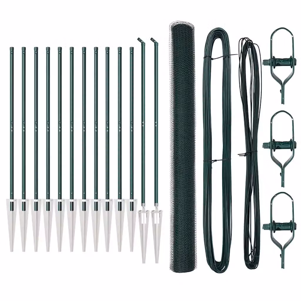 Recinzione esagonale con pali vidaXL in acciaio rivestito in PVC, Verde, L: 25 m, H: 1,6 m – 2