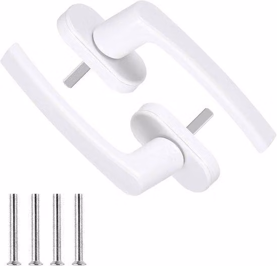 2 chiavistelli per finestre, bianchi, in PVC, portafinestra, sicurezza, robusta serratura a scatto, chiusura supplementare