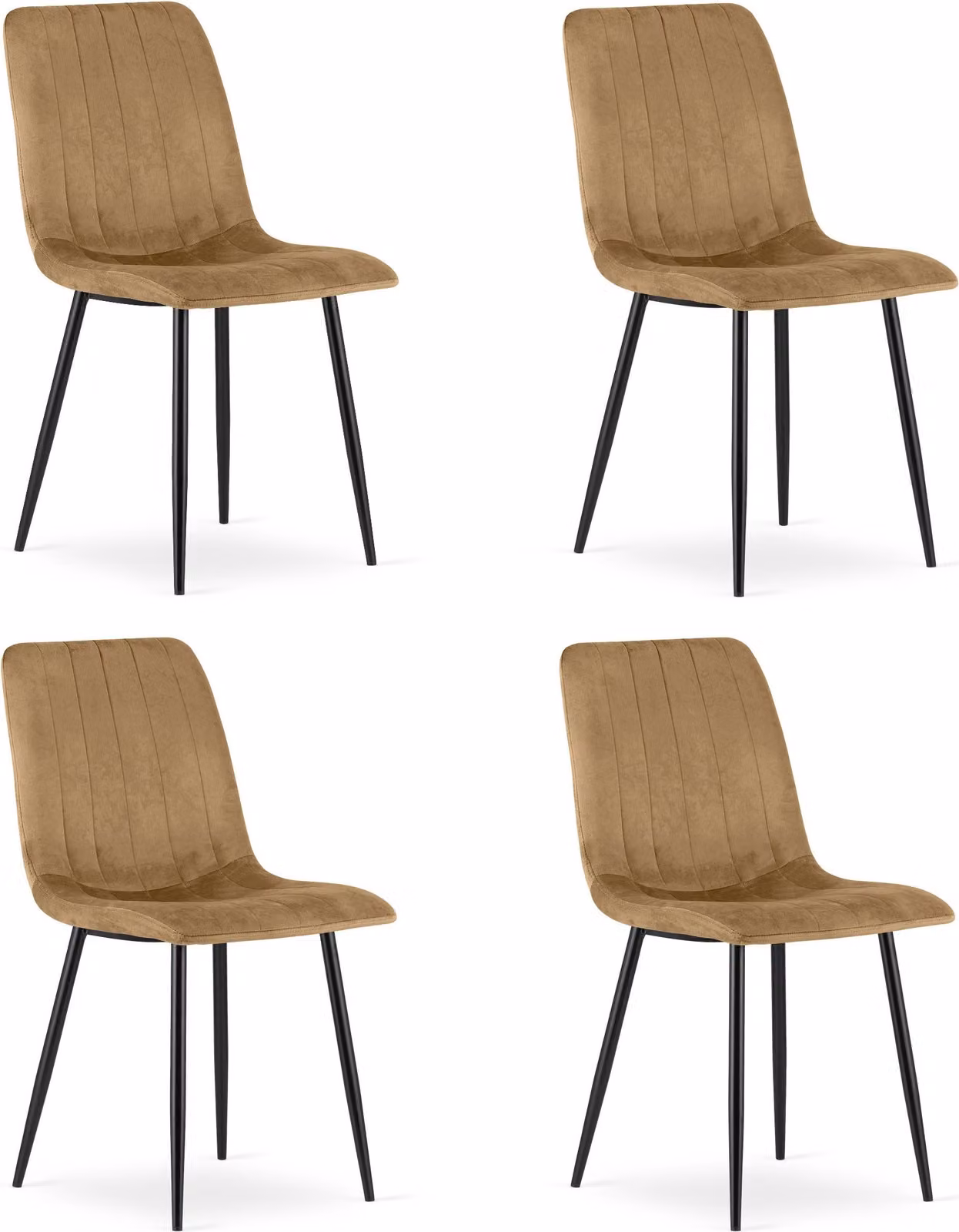 Sedia LAVA - velluto marrone / gambe nere x 4