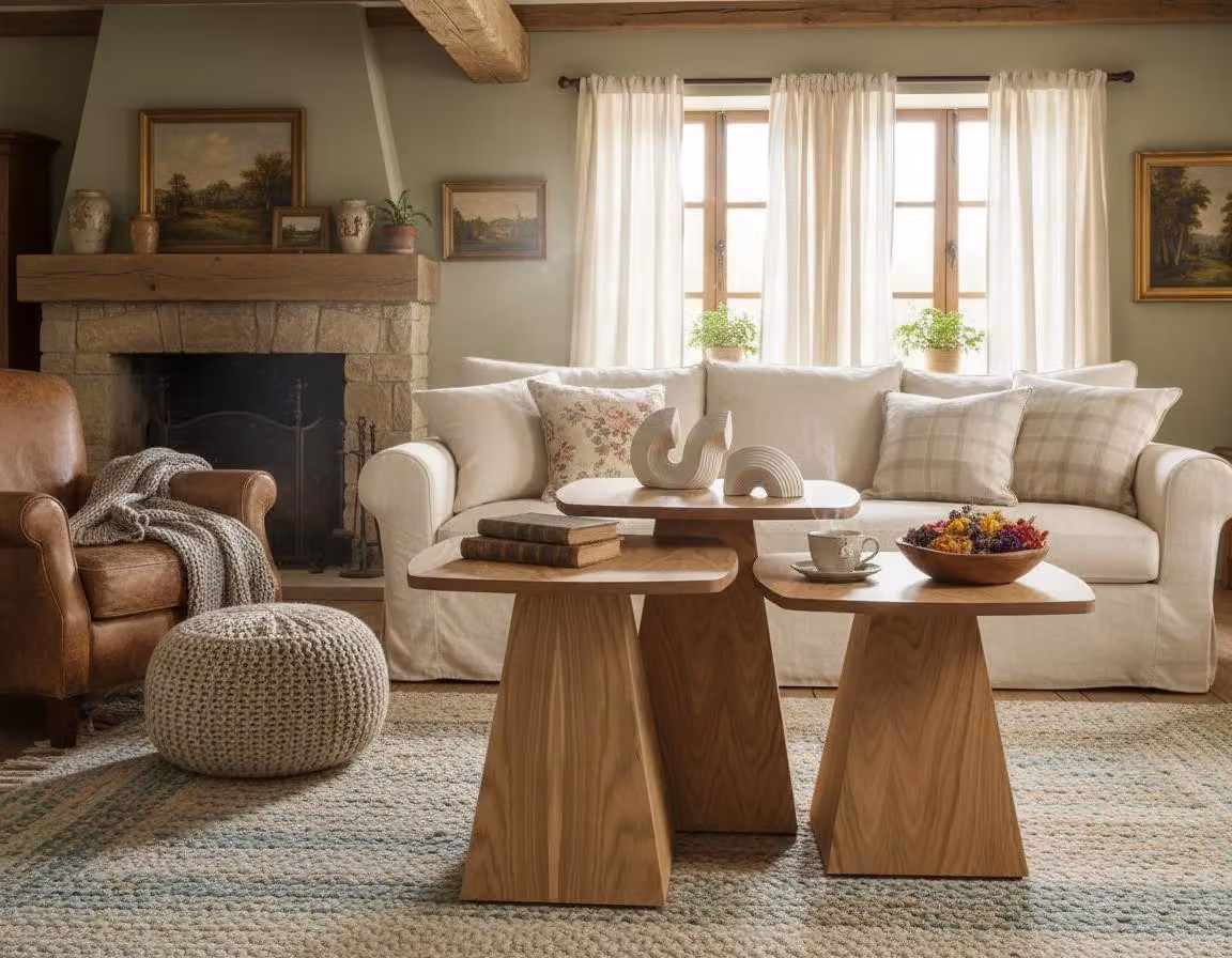 Tavolini da salotto moderni, eleganti, esclusivi, rotondi, in legno, nuovi