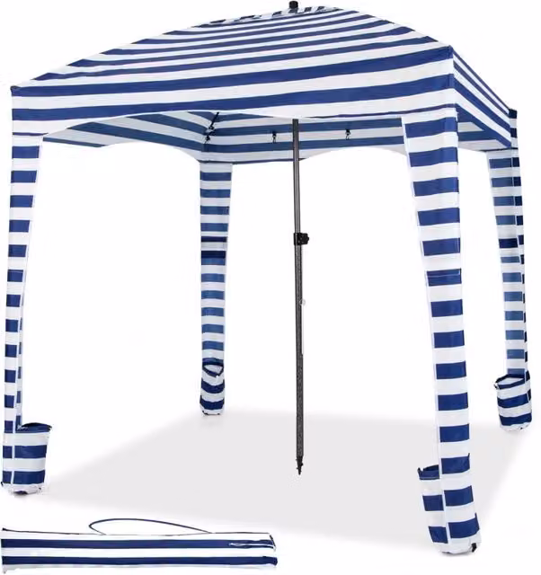 Tenda cabina da spiaggia pieghevole blu con parete laterale removibile e protezione UPF 50+ L/P: 183 x 183 cm