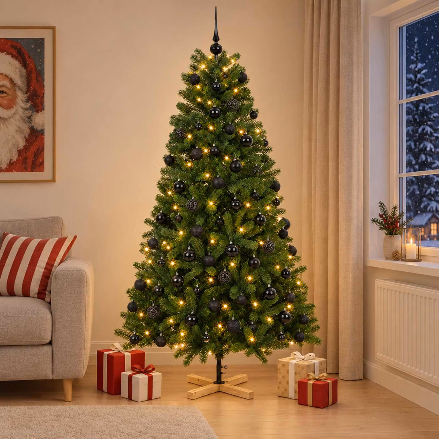 vidaXL Albero di Natale artificiale con palline 180 cm 300 LED