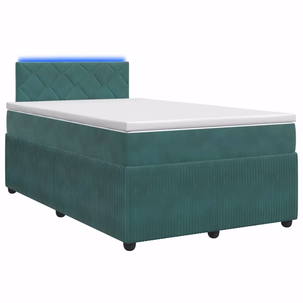 Letto Box Spring Ibrido vidaXL con Materasso a Molle Pocket e Base a Sollevamento in Velluto Verde, L/P: 120 x 200 cm – 2