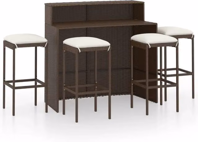 Set Bar da Giardino 3 pz | Set Salotto da Giardino con Cuscini Marrone