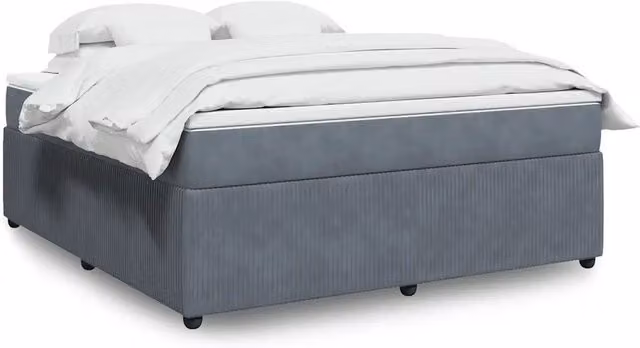Letto Ibrido vidaXL con Giroletto a Molle e Materasso in Velluto Grigio e Bianco L/P: 180 x 200 cm