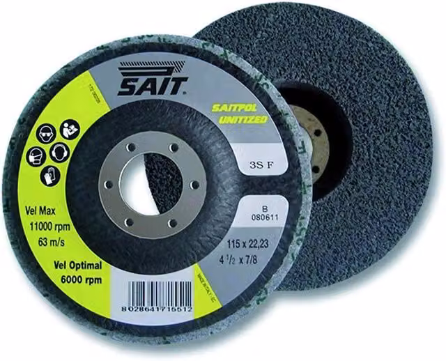 Set di 5 Dischi Abrasivi Sait per Acciaio Inox e Metallo, Diametro 115 mm, Colore Nero