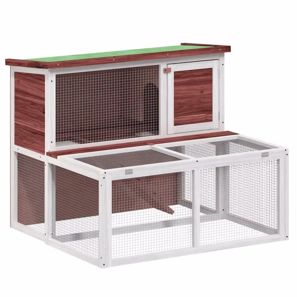 Conigliera vidaXL in legno di pino rustico, resistente alle intemperie, L/P/H: 102 x 90 x 84,5 cm – 2