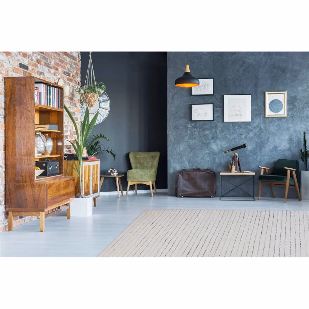 Tappeto Prime 110 Kendra Home Bianco e Grigio a Righe in Viscosa, Lana e Cotone – 2