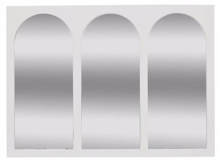 Specchio da parete, dimensioni 91x66 cm, cornice in MDF, colore bianco, forma rettangolare