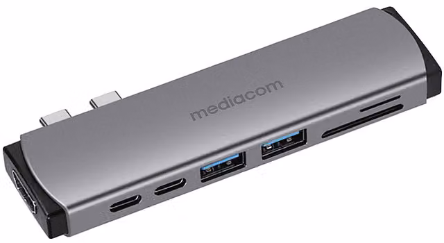 Adattatore Mediacom MultiPort USB-C per Apple, Grigio