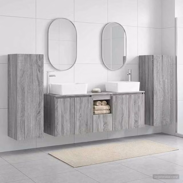 Set di mobili per il bagno 5 pz Sonoma grigio 3405999