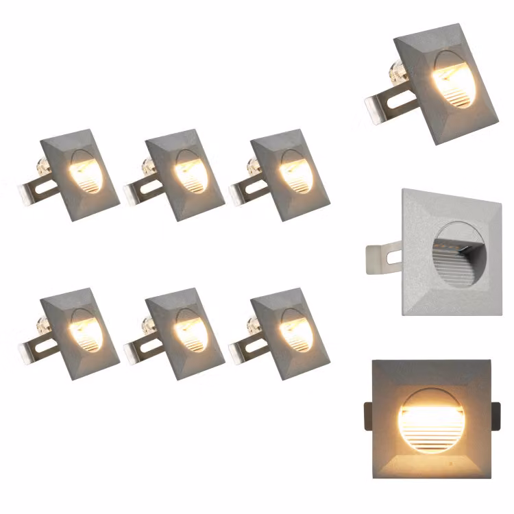 vidaXL Luci da parete per esterni 6 pz. LED 5 W Argento Quadrato - Illuminazione per esterni