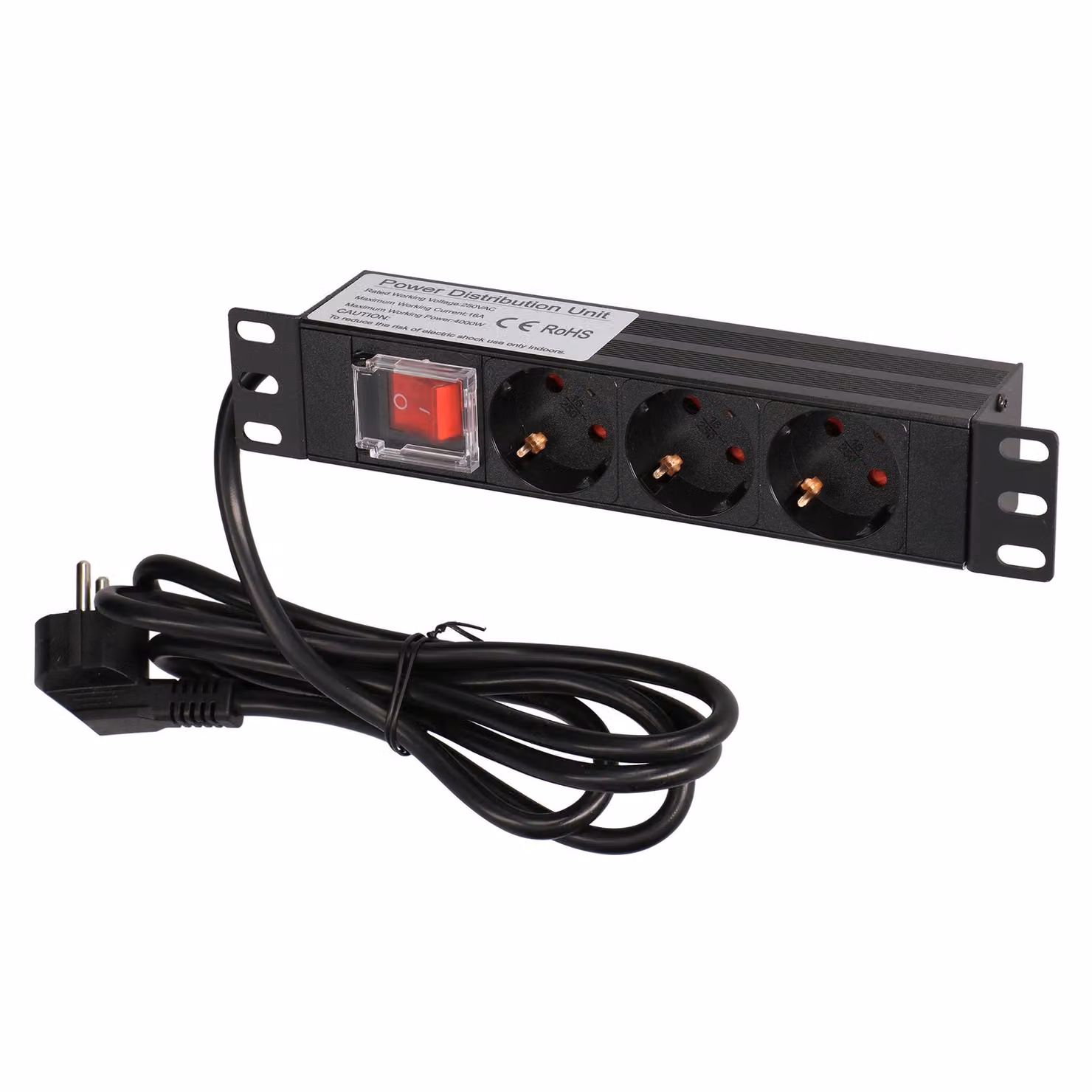 Extralink PDU Multipresa 10" 1U 3 Prese Schuko con Interruttore 2m