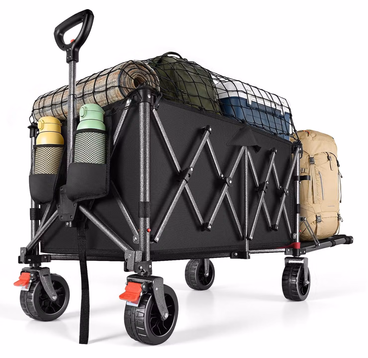 Carrello festival da 270 litri, robusto e pieghevole, con capacità di carico fino a 180 kg, ideale per spiaggia e giardino