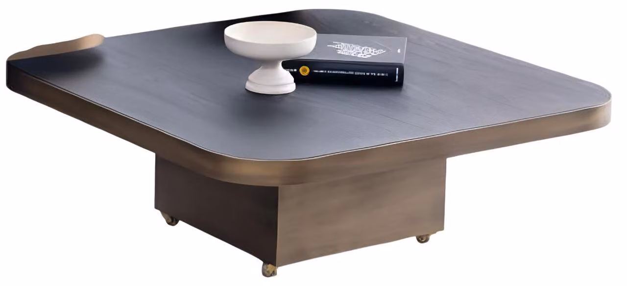 Moderner Wohnzimmer Couchtisch Designer Metallrahmen Holzplatte