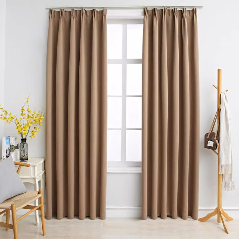 Set di 2 tende oscuranti vidaXL con ganci, colore grigio talpa, L 140 cm x H 245 cm