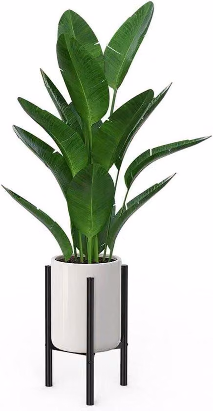 Tavolino moderno in metallo per piante da interno da 20-25 cm, nero personalizzabile.