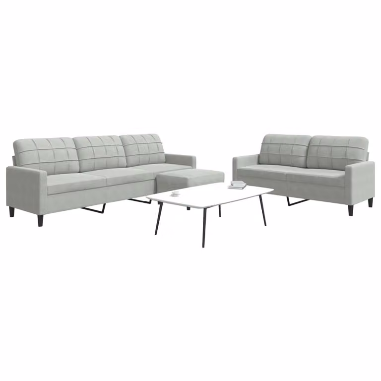 Maison Exclusive - Set divano a 3 posti con cuscini in velluto grigio chiaro