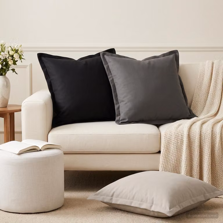 Set di 6 federe HOUTEN vidaXL grigie in poliestere, L 45 x L 45 cm