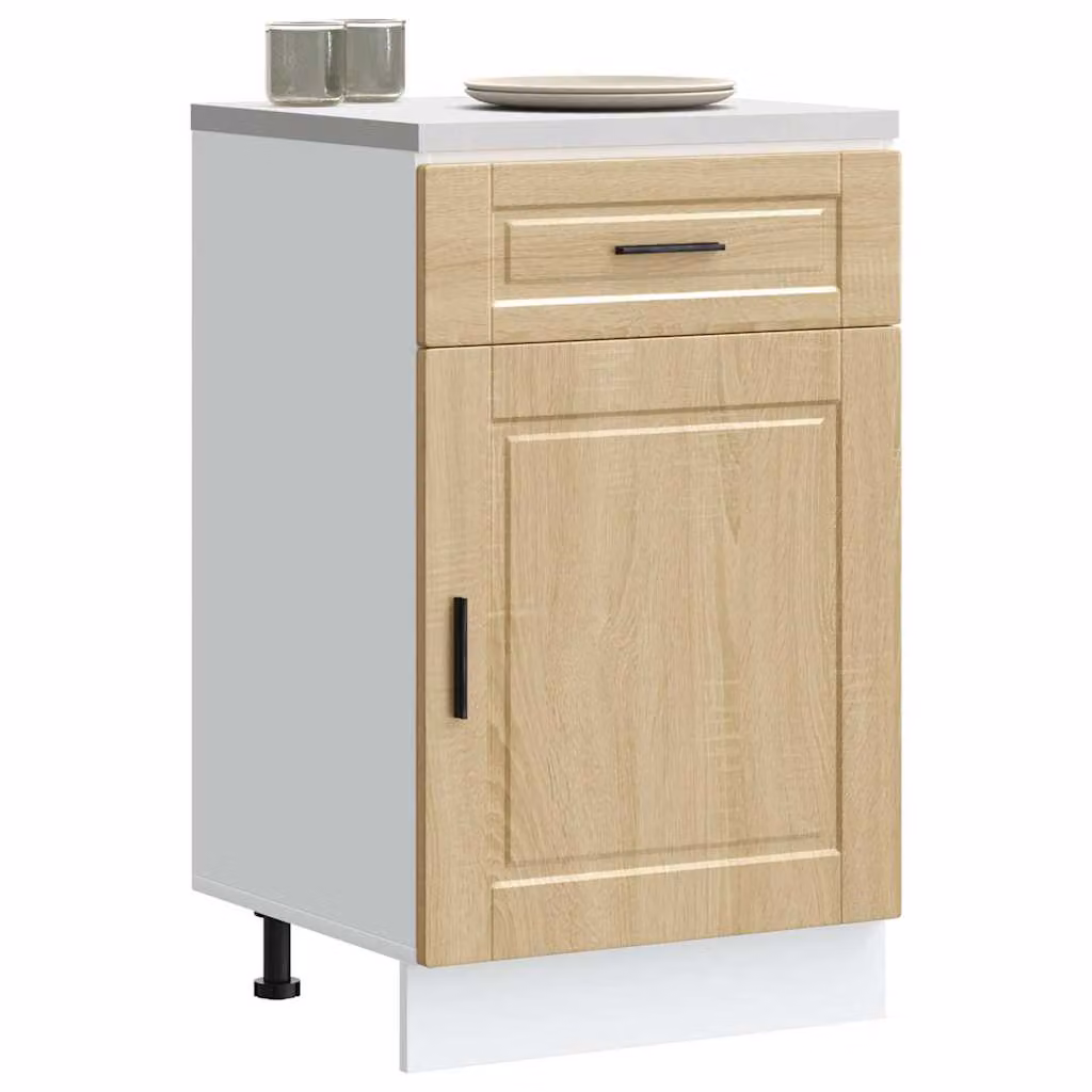 Base da cucina moderna vidaXL Porto Rovere Sonoma in legno multistrato e MDF, colore bianco e marrone, L: 81,5 cm, P: 46,0 cm, H: 50,0 cm