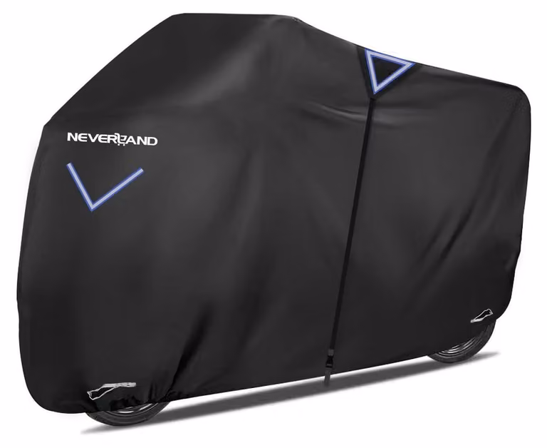 Copertura impermeabile per moto, taglia XXXL, 295x110x140 cm, tessuto Oxford 300D, colore nero, con fori per lucchetto e inserti riflettenti
