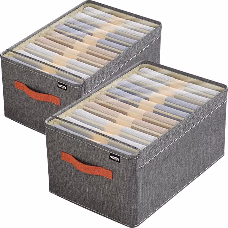 Set di 2 organizer per guardaroba con coperchio e 9 scomparti, pieghevoli