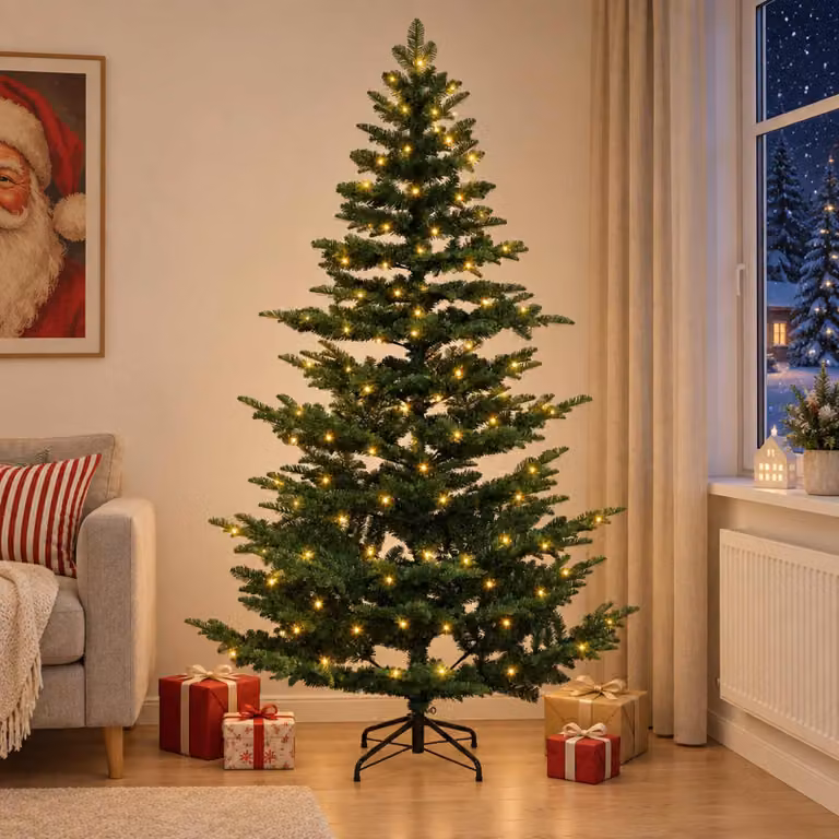 vidaXL Albero di Natale Artificiale con Rami Pieghevoli 120 cm 150 LED