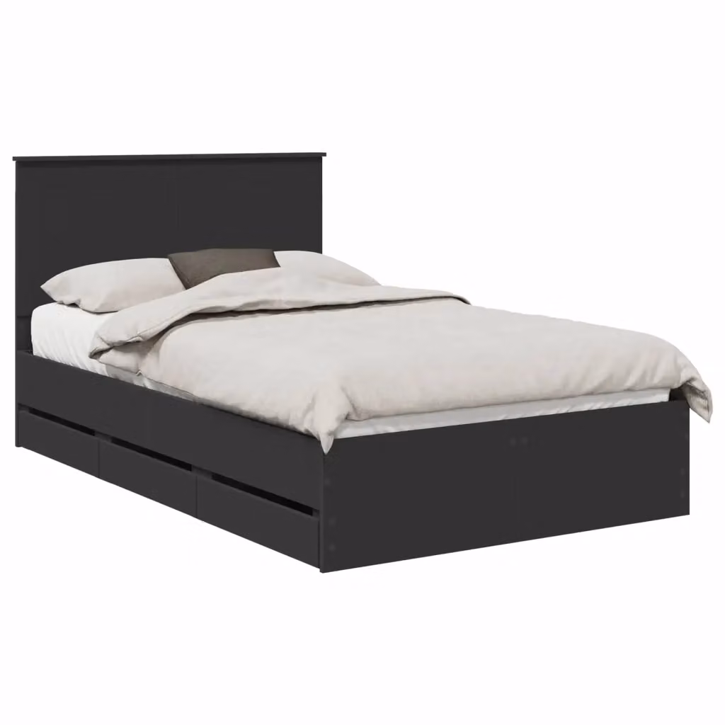 Struttura del letto moderna vidaXL in legno ingegnerizzato nero con cassetti L/P/H: 120 x 200 cm – 2