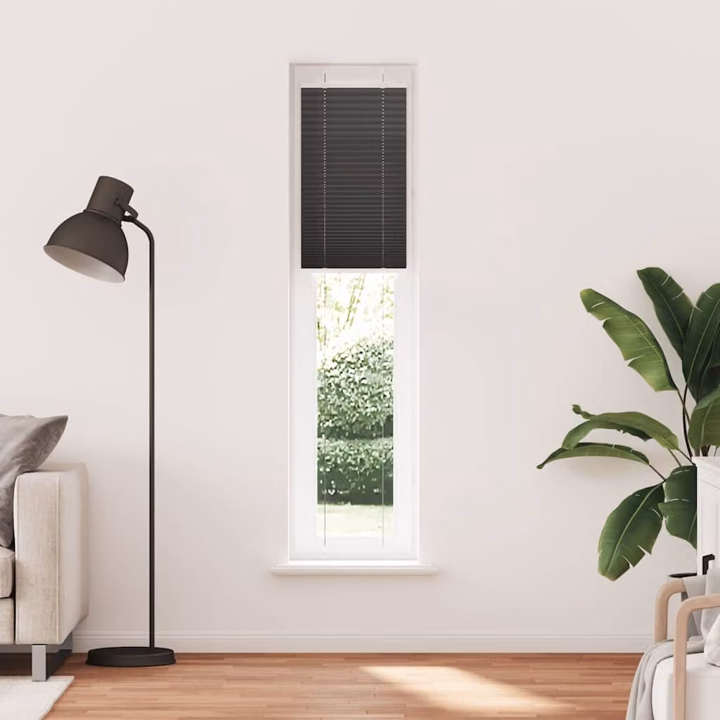 vidaXL Tenda Plissettata Nera 50x200 cm Larghezza Tessuto 49,4 cm