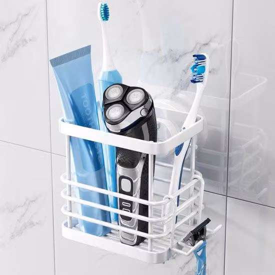 Supporto da parete per spazzolino da denti, acciaio inossidabile, portata 5 kg, resistente all'acqua, bianco