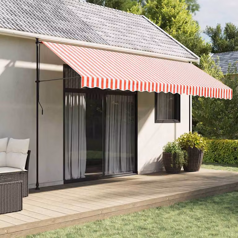 Tessuto di ricambio per tenda da sole vidaXL in poliestere, rosso e bianco, L: 450 cm, P: 300 cm