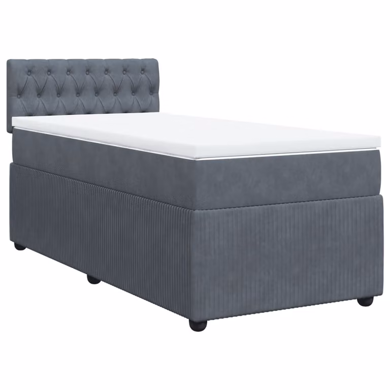 Giroletto a Molle con Materasso Grigio Scuro 90x200 cm Velluto