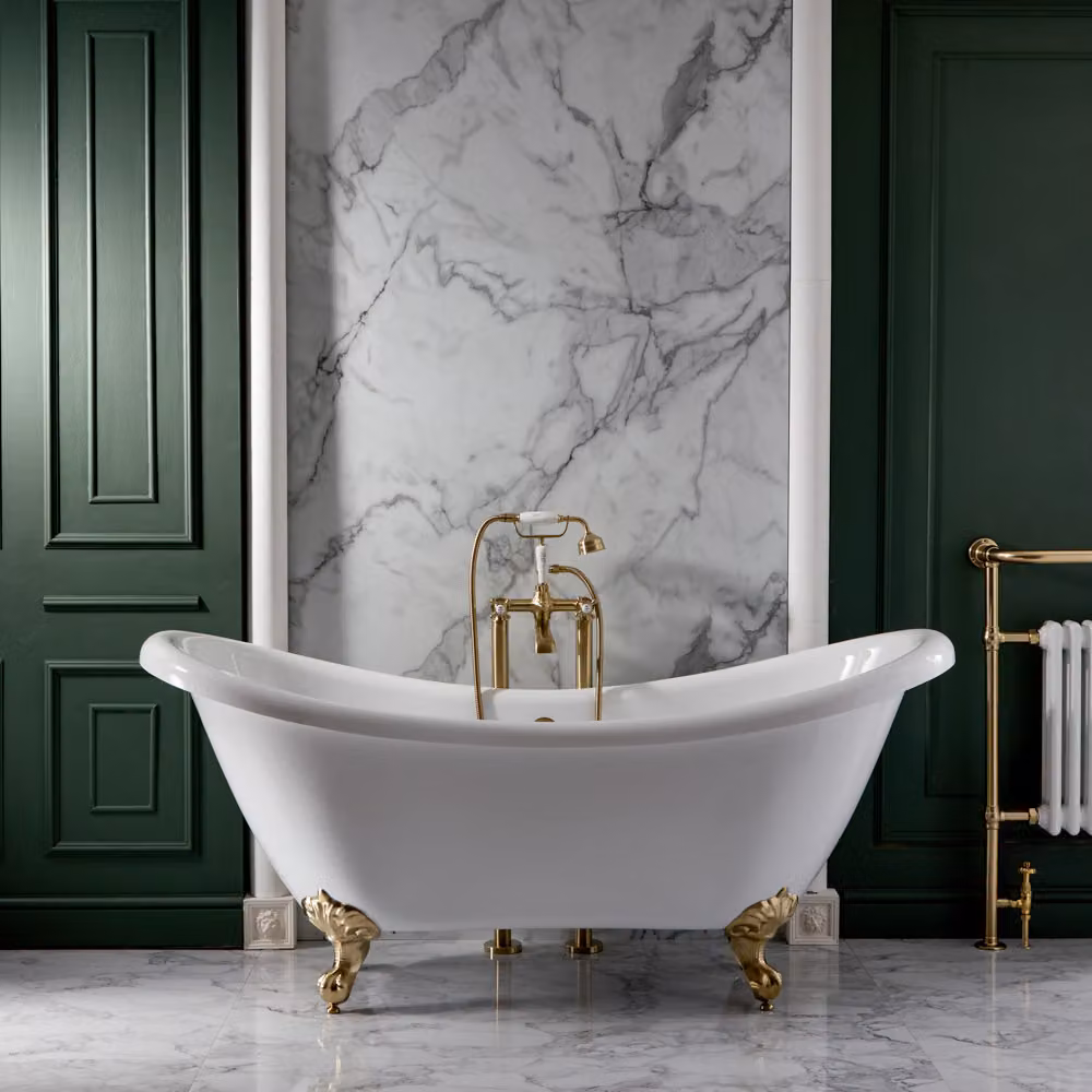 Vasca Freestanding Classica in Acrilico 1750x730mm con Piedini Oro Satinato - Legend