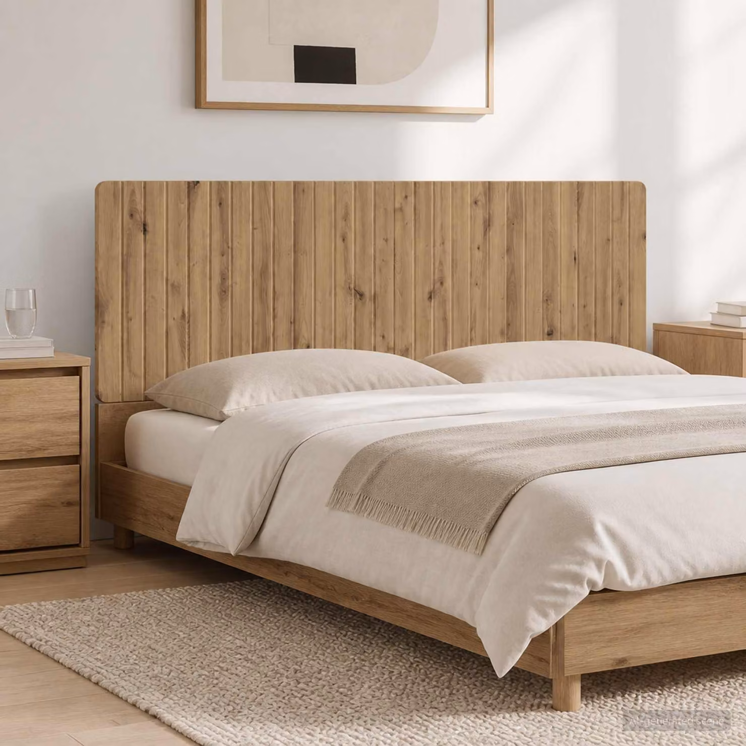 Testiera da muro vidaXL ZWOLLE in legno ingegnerizzato rovere con mensola integrata, marrone