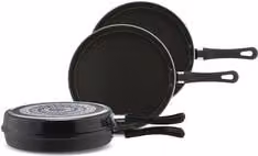 Padella girafrittata Piardinox in alluminio antiaderente nero, Diametro: 24 cm