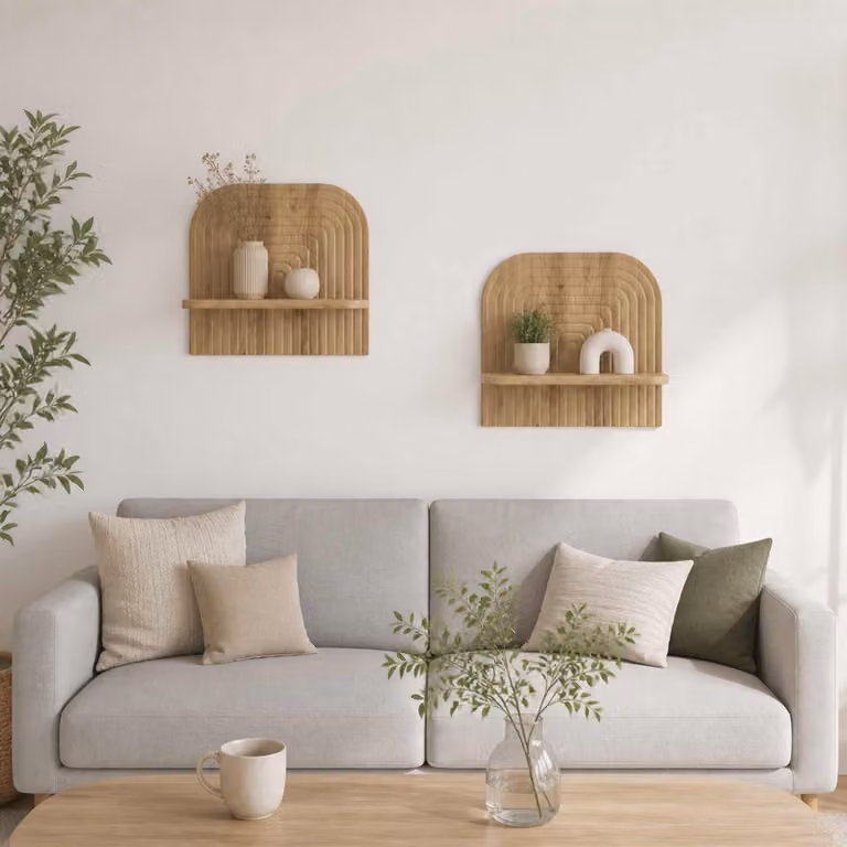 Set di 2 Scaffali da parete vidaXL in stile minimalista, colore marrone rovere, L 41 cm x P 13,5 cm x H 37,5 cm