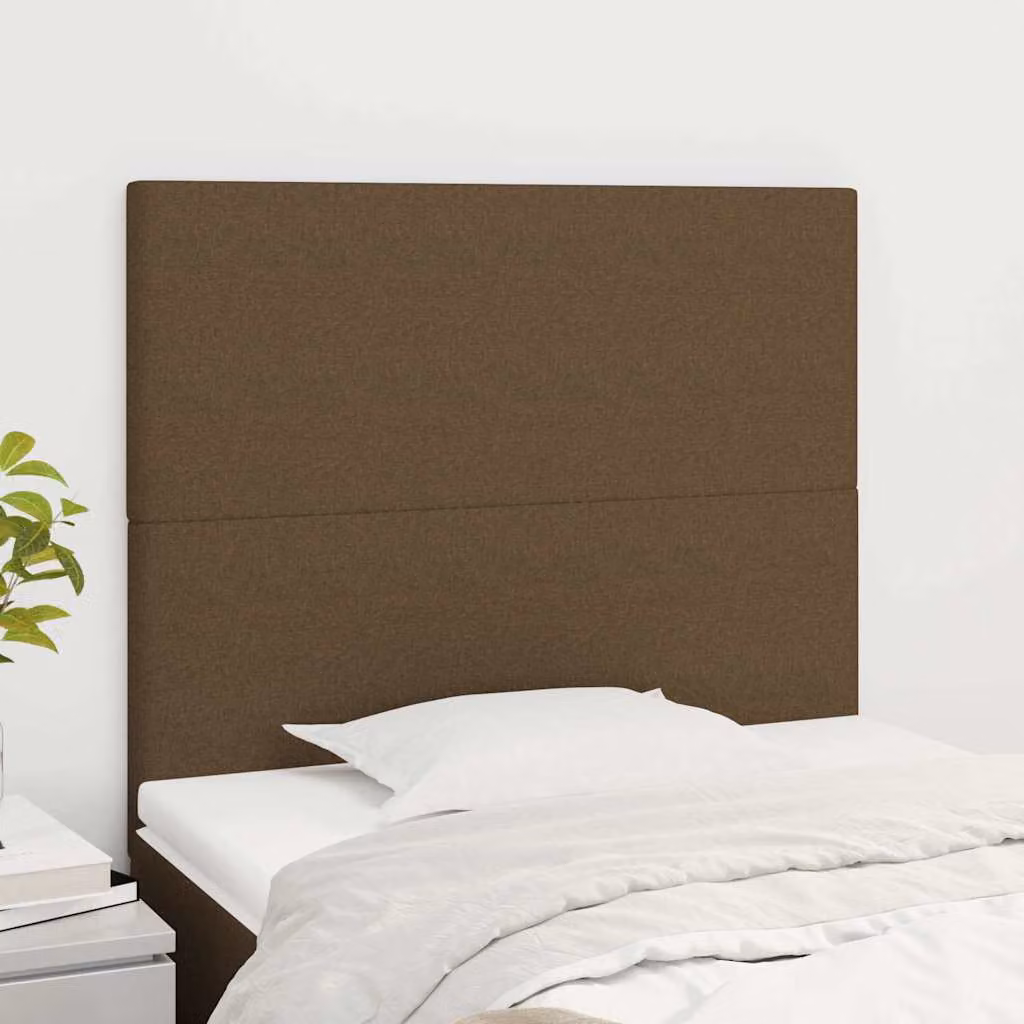 Testiera per letto vidaXL in tessuto marrone scuro con struttura in legno di larice L: 90 cm, P: 5 cm, H: 118/128 cm