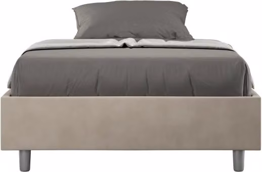 Letto Sommier imbottito 1 piazza e mezza 120x200 cm Azelia - Contenitore,Microfibra,Sabbia