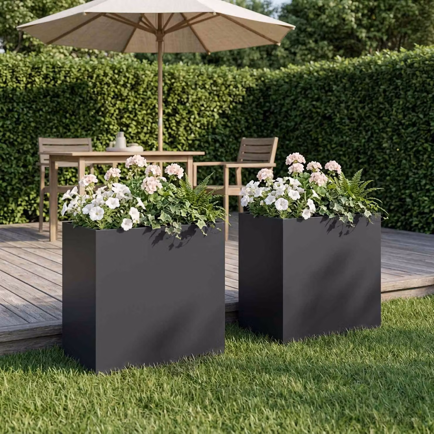 Set di 2 vasi da giardino vidaXL in metallo nero, L/P/H: 50 x 30 x 50 cm