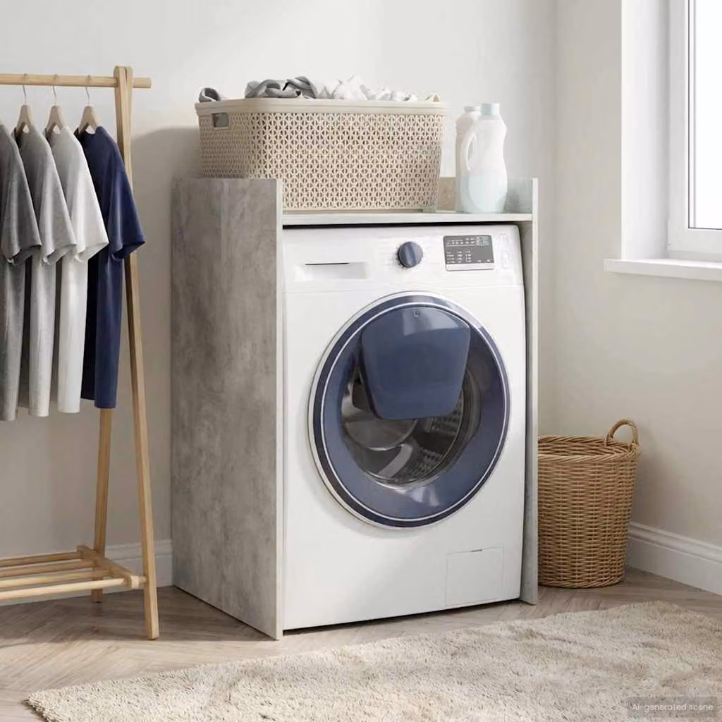 Mobiletto per lavatrice vidaXL moderno in MDF Grigio Cemento, L: 67,5 cm, P: 62 cm, H: 97 cm
