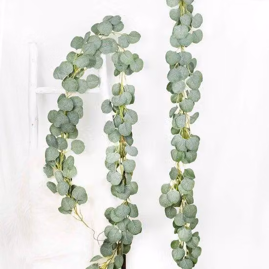 Cuscini decorativi in eucalipto fatti a mano - Pezzi unici - 2 pezzi - 185 cm - Verde e bianco