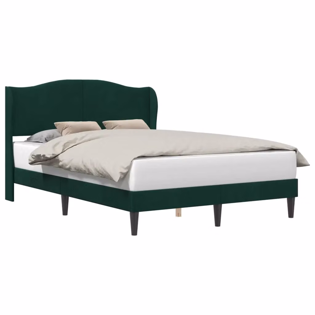 Struttura del letto con giroletto in velluto verde scuro DESIGN IN L/P: 140 x 190 cm – 2