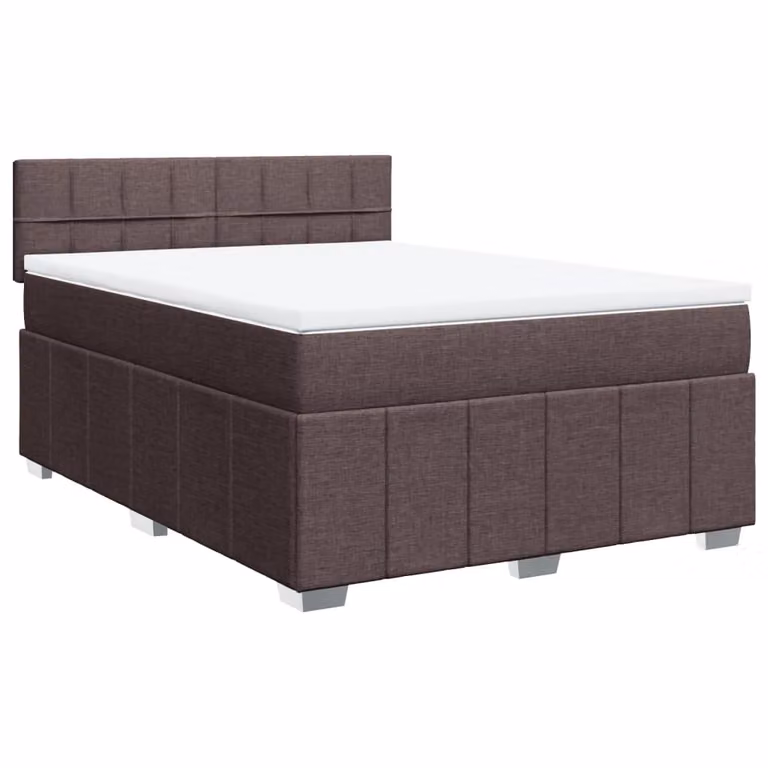 Letto a molle con materasso marrone scuro 160x200 cm in tessuto