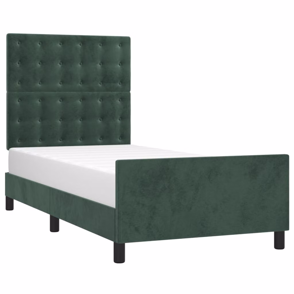 Giroletto senza Materasso Verde Scuro 90x200 cm in Velluto